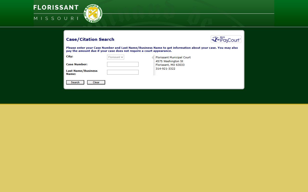 iPayCourt online payment portal for Florissant civil court records