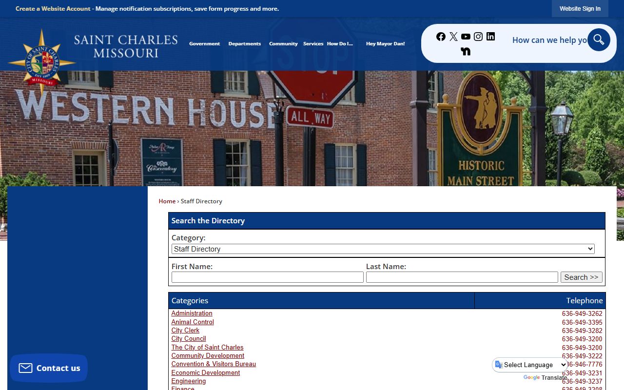 St. Charles civil court records city directory showing court contact information