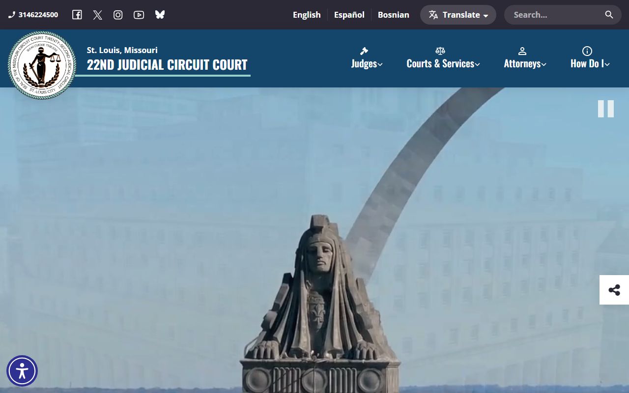 22nd Circuit Court website for St. Louis civil court records