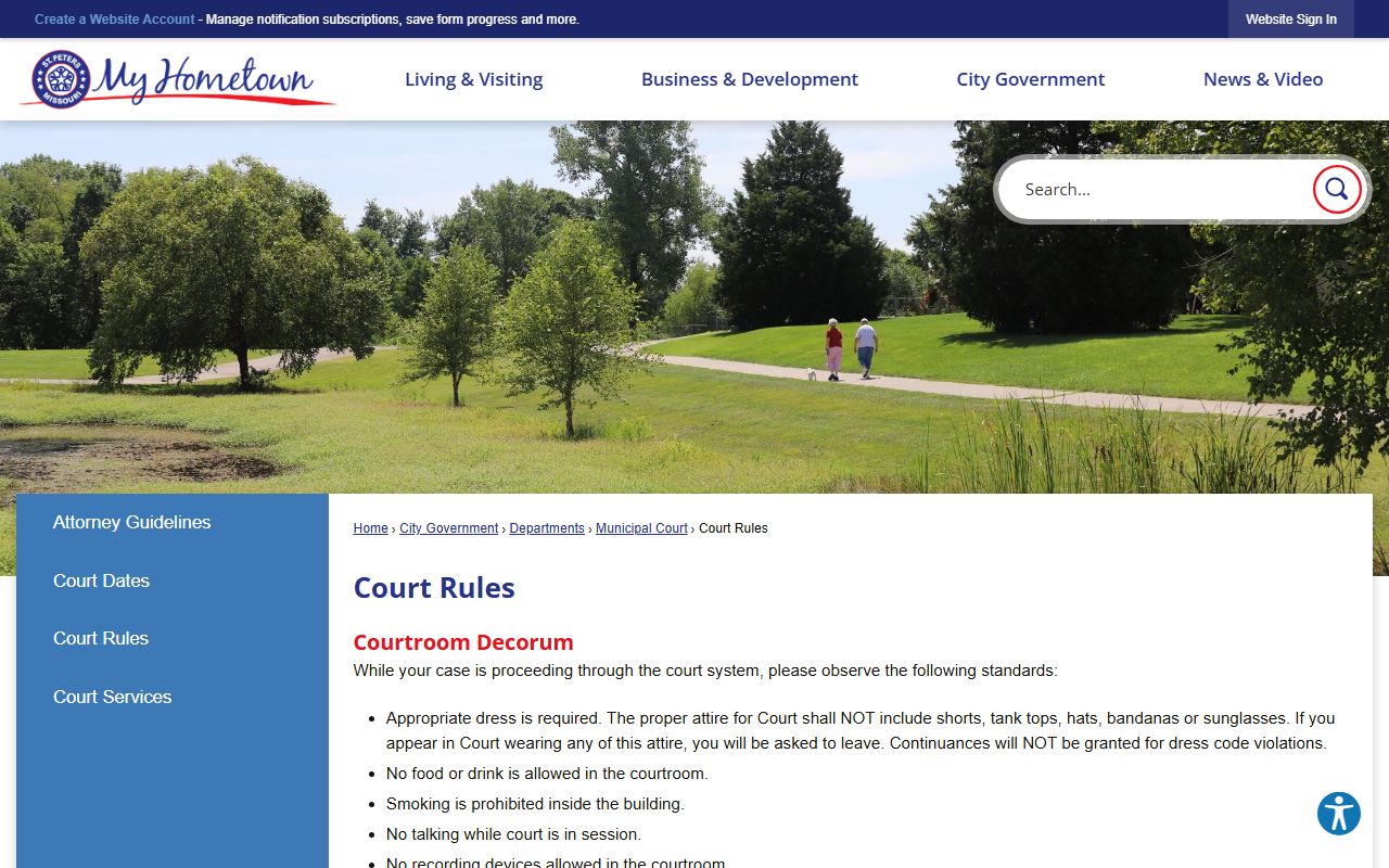 St. Peters civil court records court rules and procedures page