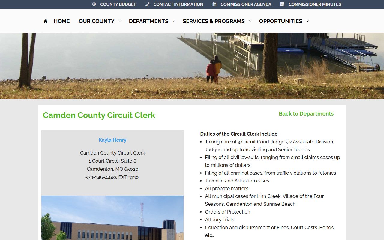 Camden County Circuit Clerk office for civil court records in Camdenton