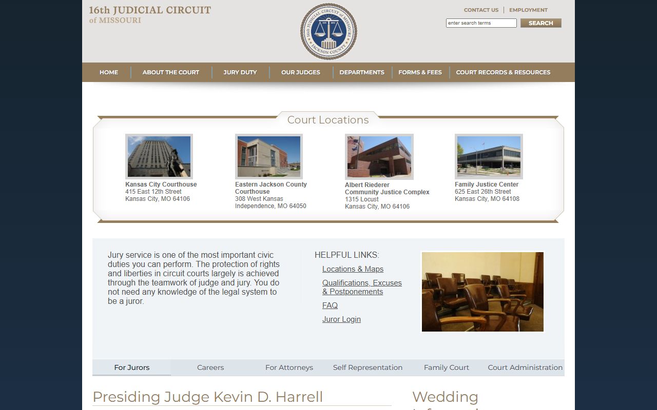16th Circuit Court home page for Jackson County civil court records