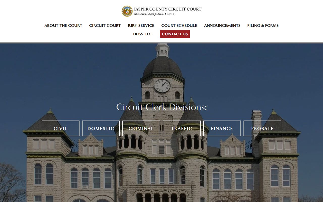 Jasper County Circuit Court website for civil court records access