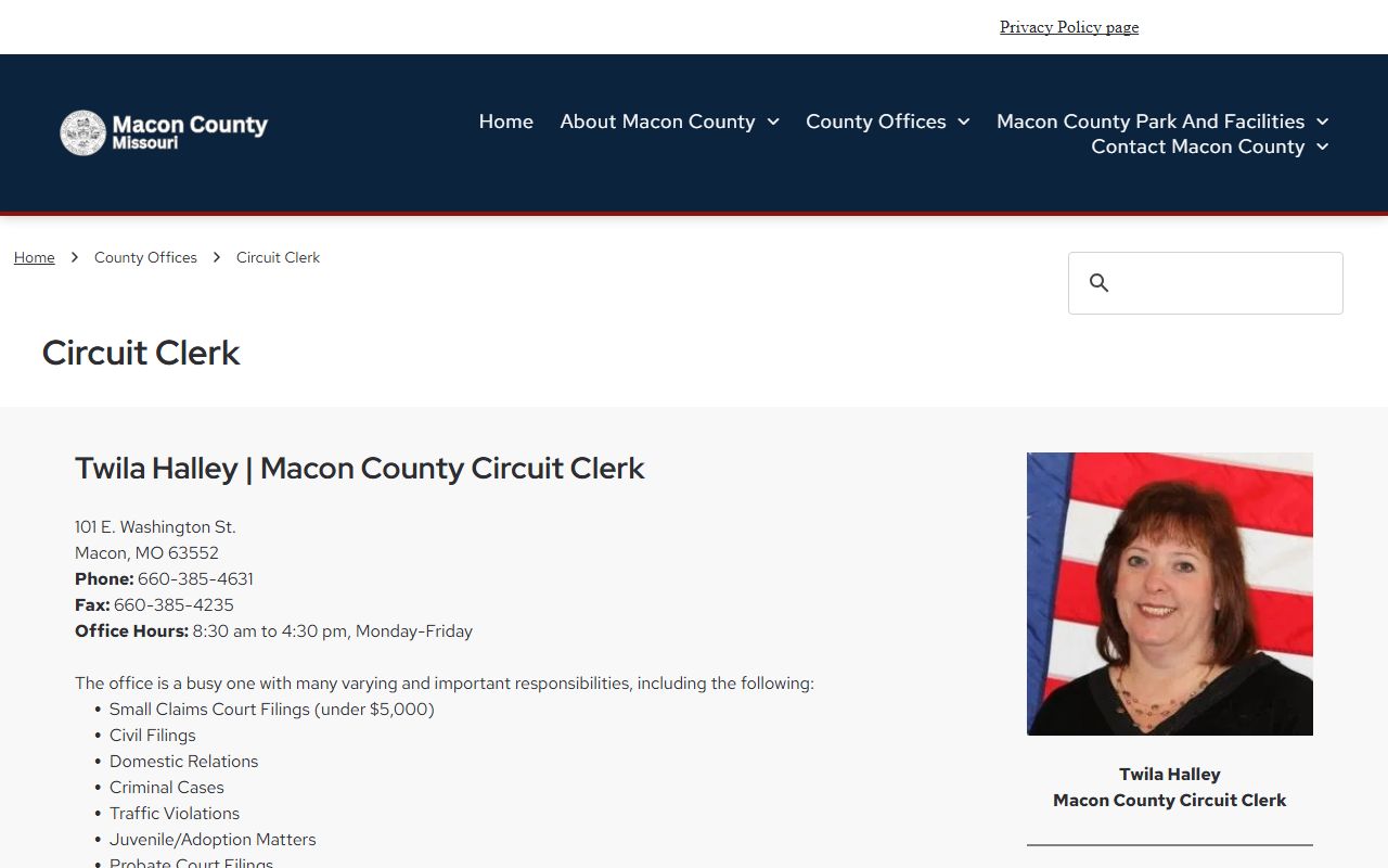 Macon County Circuit Clerk website for civil court records access